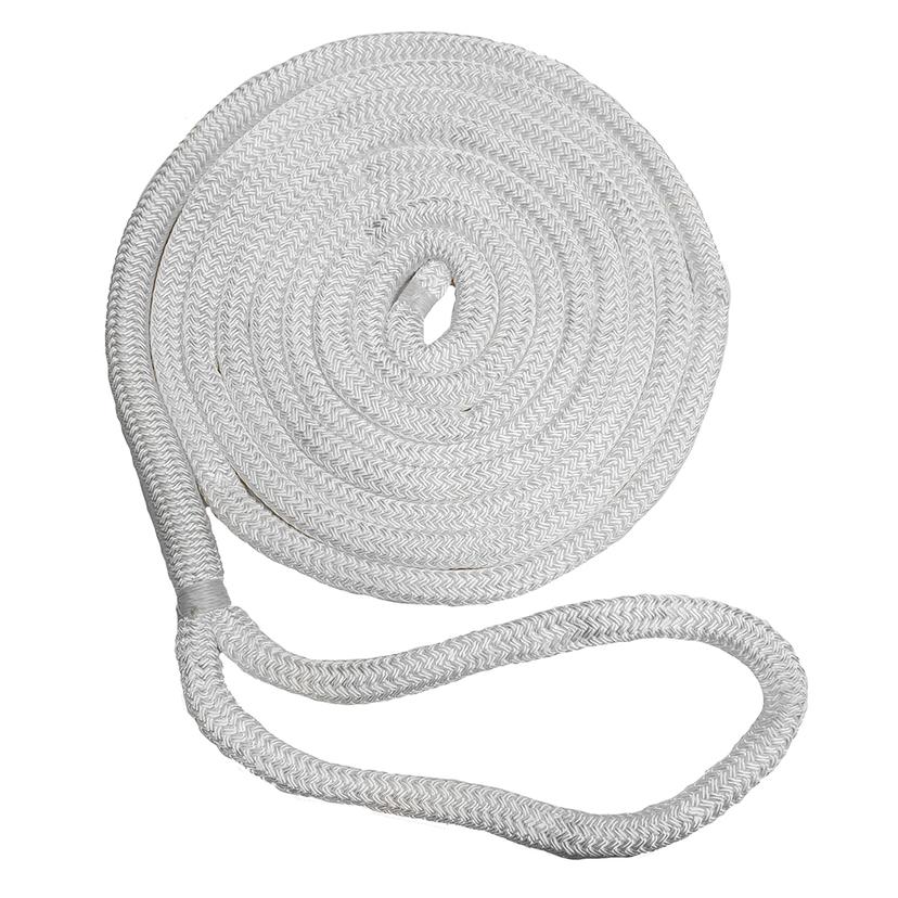 NEW ENGLAND ROPES C5050-20-00035 5/8 INCH X 35FT NYLON DOUBLE BRAID DOCK LINE - WHITE