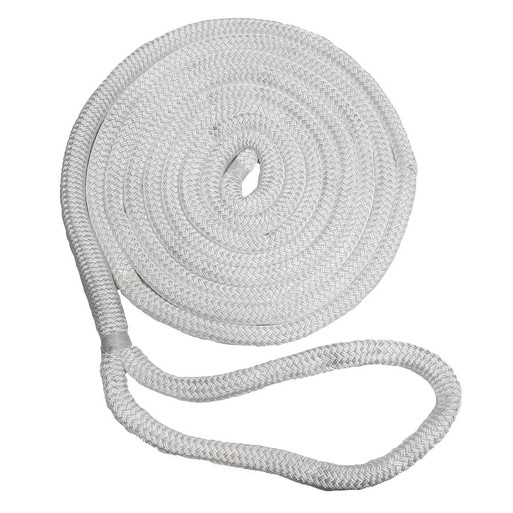 NEW ENGLAND ROPES C5050-20-00050 5/8 INCH DOUBLE BRAID DOCK LINE - WHITE - 50 - High quality product image showing NEW ENGLAND ROPES C5050-20-00050 5/8 INCH DOUBLE BRAID DOCK LINE - WHITE - 50 details and features