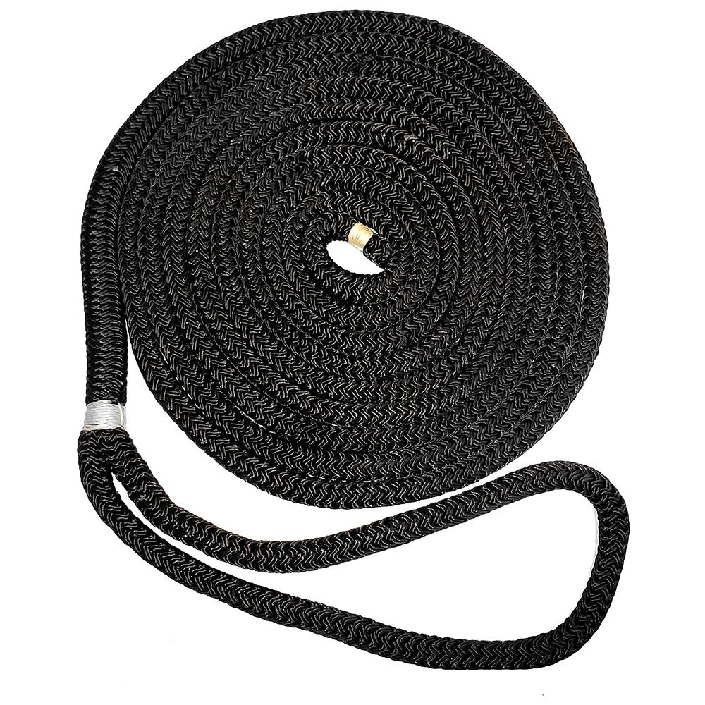 NEW ENGLAND ROPES C5054-24-00025 3/4 INCH X 25FT NYLON DOUBLE BRAID DOCK LINE - BLACK - High quality product image showing NEW ENGLAND ROPES C5054-24-00025 3/4 INCH X 25FT NYLON DOUBLE BRAID DOCK LINE - BLACK details and features