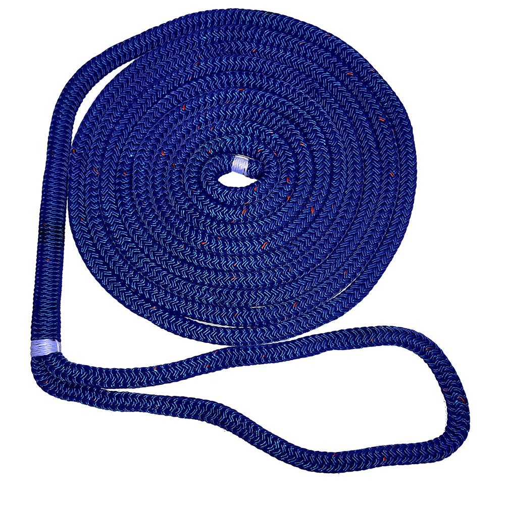 NEW ENGLAND ROPES C5053-24-00050 3/4 INCH X 50FT NYLON DOUBLE BRAID DOCK LINE - BLUE W/TRACER - High quality product image showing NEW ENGLAND ROPES C5053-24-00050 3/4 INCH X 50FT NYLON DOUBLE BRAID DOCK LINE - BLUE W/TRACER details and features