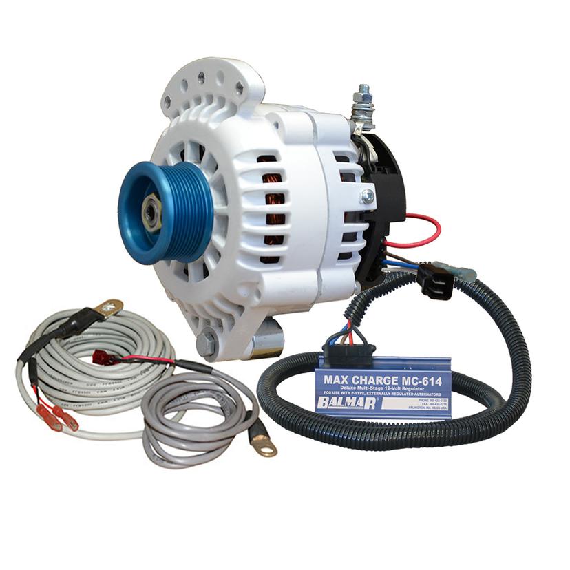 BALMAR 621-VUP-MC-120-J10 ALTERNATOR 120 AMP KIT 12V 1-2 INCH SINGLE FOOT SPINDLE MOUNT J10 PULLEY REGULATOR & TEMP SENSOR