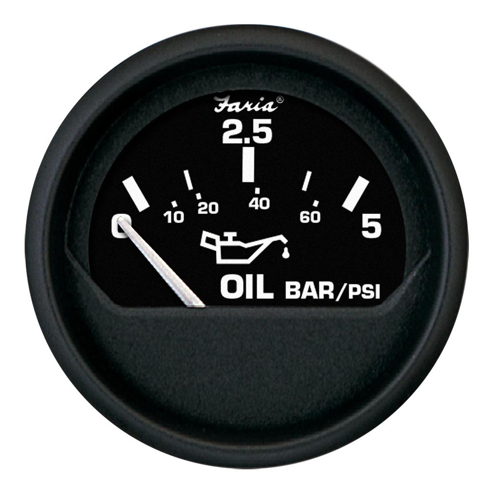 FARIA 12805 EURO BLACK 2 INCH OIL PRESSURE GAUGE - METRIC (5 BAR) - High quality product image showing FARIA 12805 EURO BLACK 2 INCH OIL PRESSURE GAUGE - METRIC (5 BAR) details and features