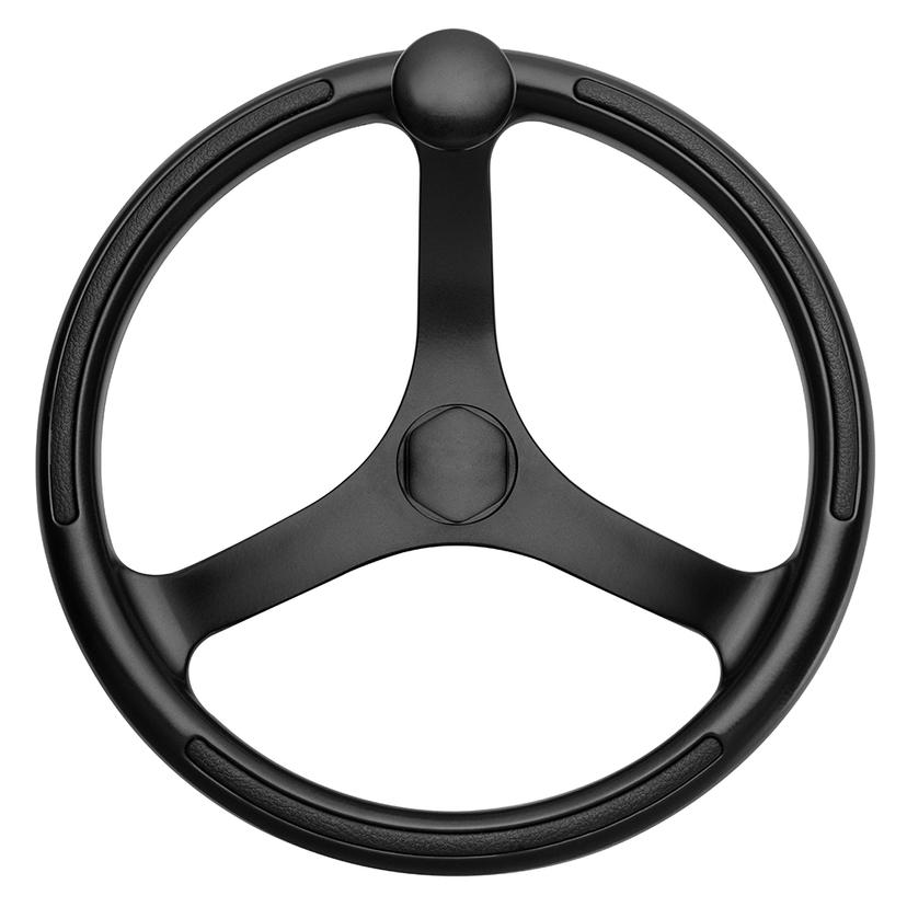 SCHMITT & ONGARO 742132BFGK PRIMUS WHEEL 13.5 INCH BLACK 3/4 INCH TAPERED SHAFT W/KNOB FINGER GRIPS - BLACK POWDER COAT
