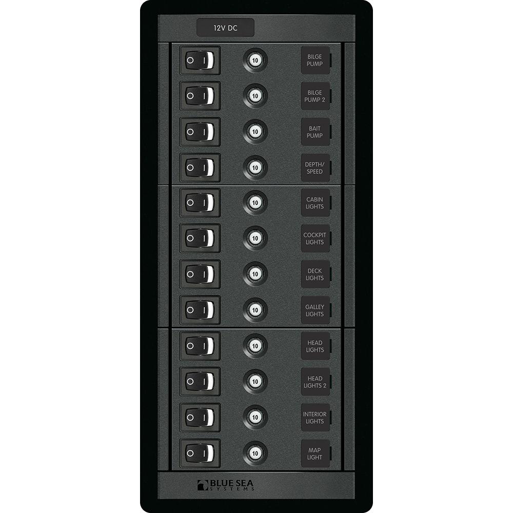 BLUE SEA 1461 12 POSITION CIRCUIT BREAKER PANEL - 12V - 120A - The Twister Group Tools product