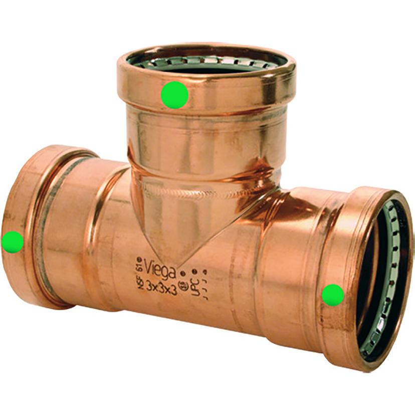 VIEGA 20683 PROPRESS 2-1/2 INCH COPPER TEE - TRIPLE PRESS CONNECTION - SMART CONNECT TECHNOLOGY