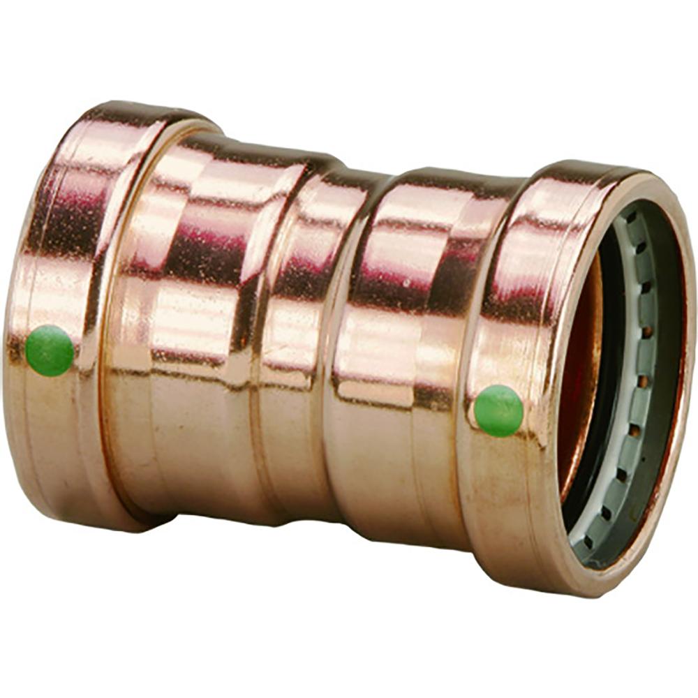 VIEGA 20728 PROPRESS 2-1/2 INCH COPPER COUPLING W/STOP DOUBLE PRESS CONNECTION - SMART CONNECT TECHNOLOGY - High quality product image showing VIEGA 20728 PROPRESS 2-1/2 INCH COPPER COUPLING W/STOP DOUBLE PRESS CONNECTION - SMART CONNECT TECHNOLOGY details and features