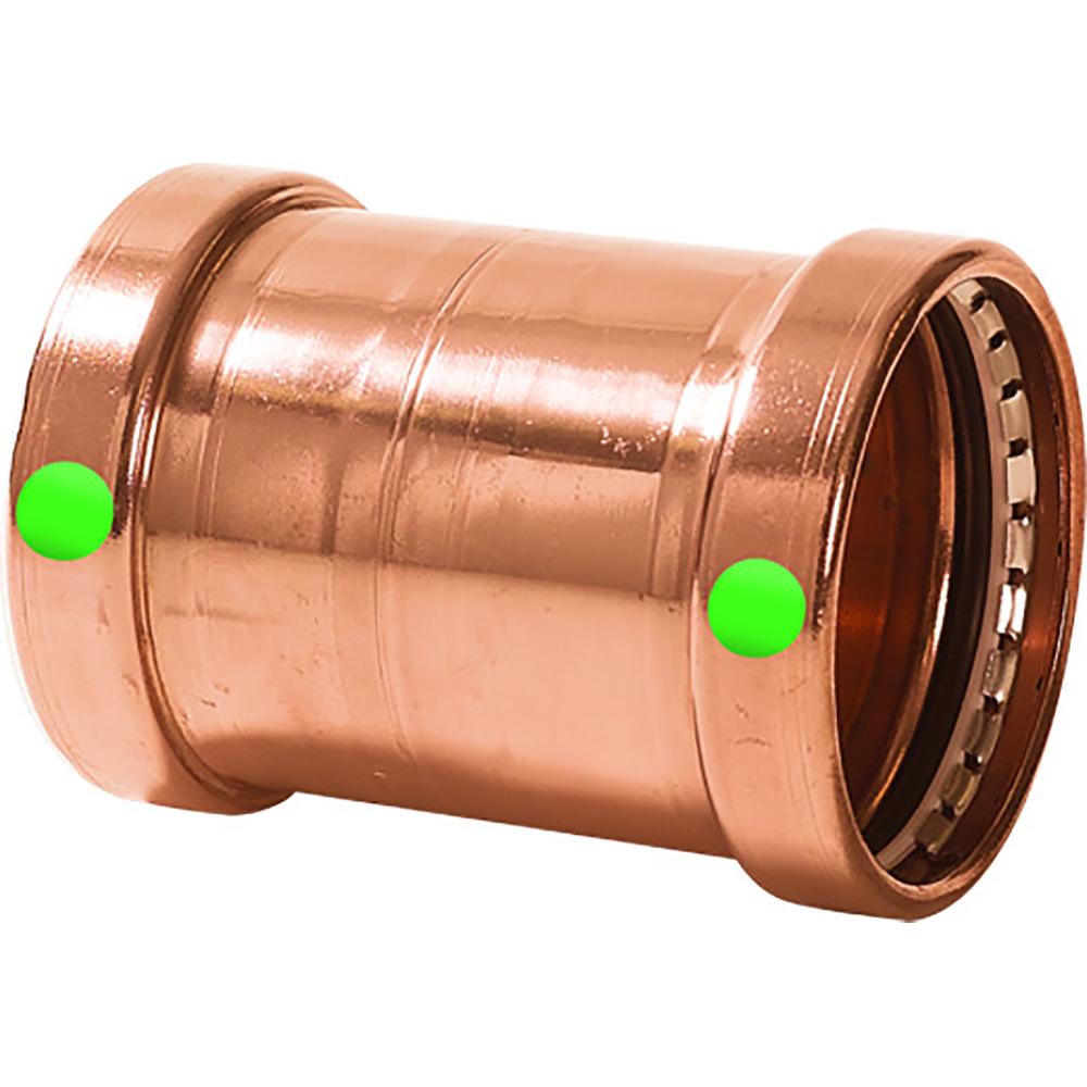 VIEGA 20743 PROPRESS 2-1/2 INCH COPPER COUPLING W/O STOP - DOUBLE PRESS CONNECTION - SMART CONNECT TECHNOLOGY - The Twister Group Tools product