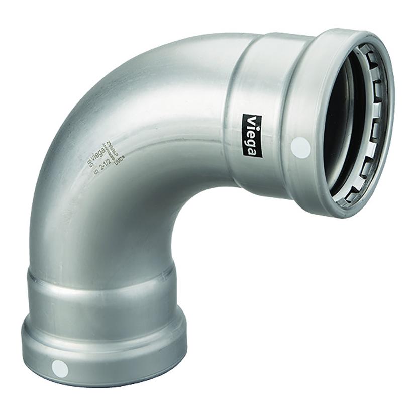 VIEGA 26505 MEGAPRESS 3 INCH 90°CARBON STEEL ELBOW W/FKM - DOUBLE PRESS CONNECTION - SMART CONNECT TECHNOLOGY