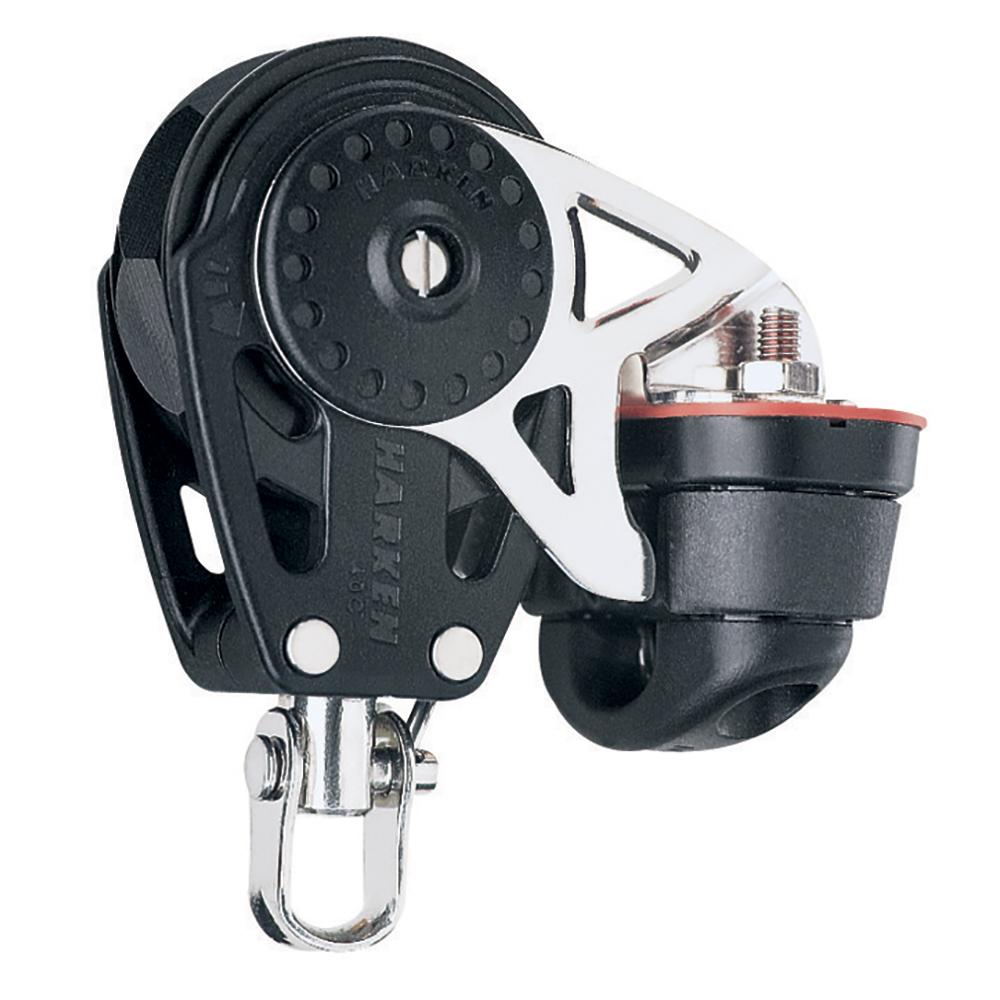 HARKEN 2610 40MM CARBO SINGLE RATCHET BLOCK W/SWIVEL BECKET & CAM CLEAT - High quality product image showing HARKEN 2610 40MM CARBO SINGLE RATCHET BLOCK W/SWIVEL BECKET & CAM CLEAT details and features