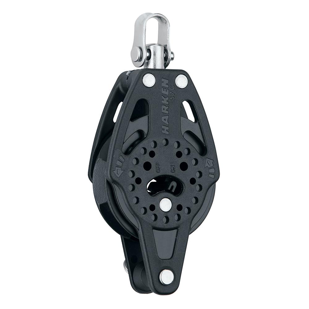 HARKEN 2136 57MM CARBO SINGLE RATCHET BLOCK W/SWIVEL & BECKET - High quality product image showing HARKEN 2136 57MM CARBO SINGLE RATCHET BLOCK W/SWIVEL & BECKET details and features