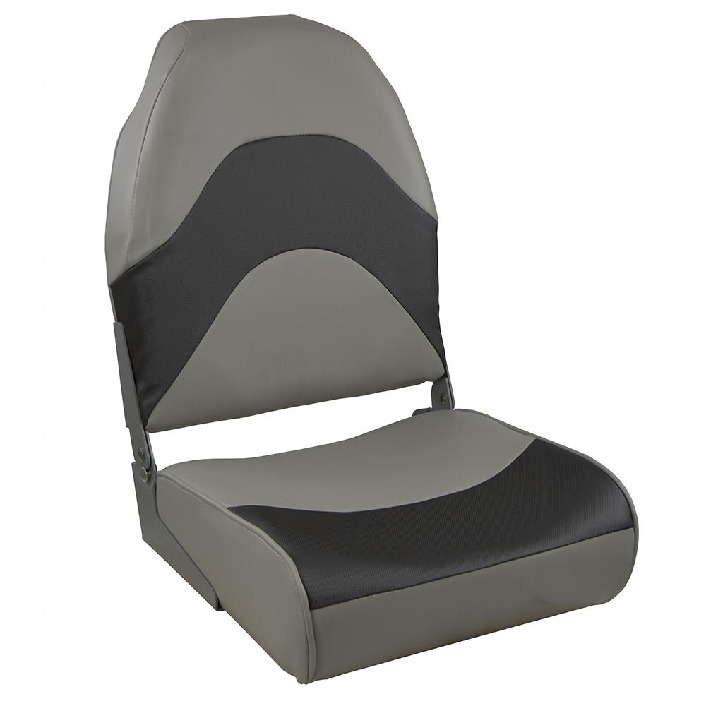 SPRINGFIELD 1062034 PREMIUM WAVE FOLDING SEAT - GREY W/METEOR STRIPE - High quality product image showing SPRINGFIELD 1062034 PREMIUM WAVE FOLDING SEAT - GREY W/METEOR STRIPE details and features