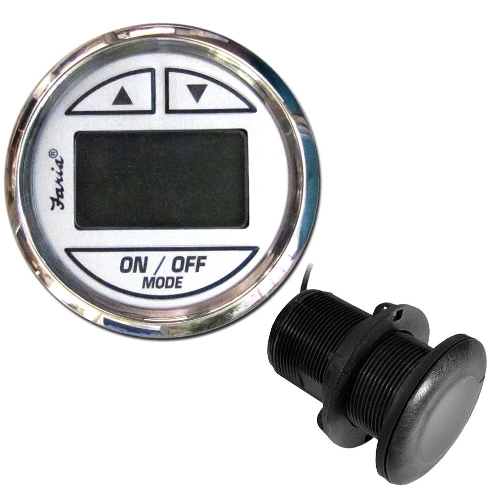 FARIA 13894 CHESAPEAKE WHITE SS 2 INCH DEPTH SOUNDER W/THRU-HULL TRANSDUCER - High quality product image showing FARIA 13894 CHESAPEAKE WHITE SS 2 INCH DEPTH SOUNDER W/THRU-HULL TRANSDUCER details and features
