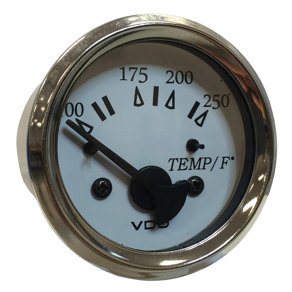 VDO 310-15277 COCKPIT MARINE 52MM (2-1/16 INCH) WATER TEMP. GAUGE - 0-250°F - WHITE DIAL/CHROME BEZEL - High quality product image showing VDO 310-15277 COCKPIT MARINE 52MM (2-1/16 INCH) WATER TEMP. GAUGE - 0-250°F - WHITE DIAL/CHROME BEZEL details and features