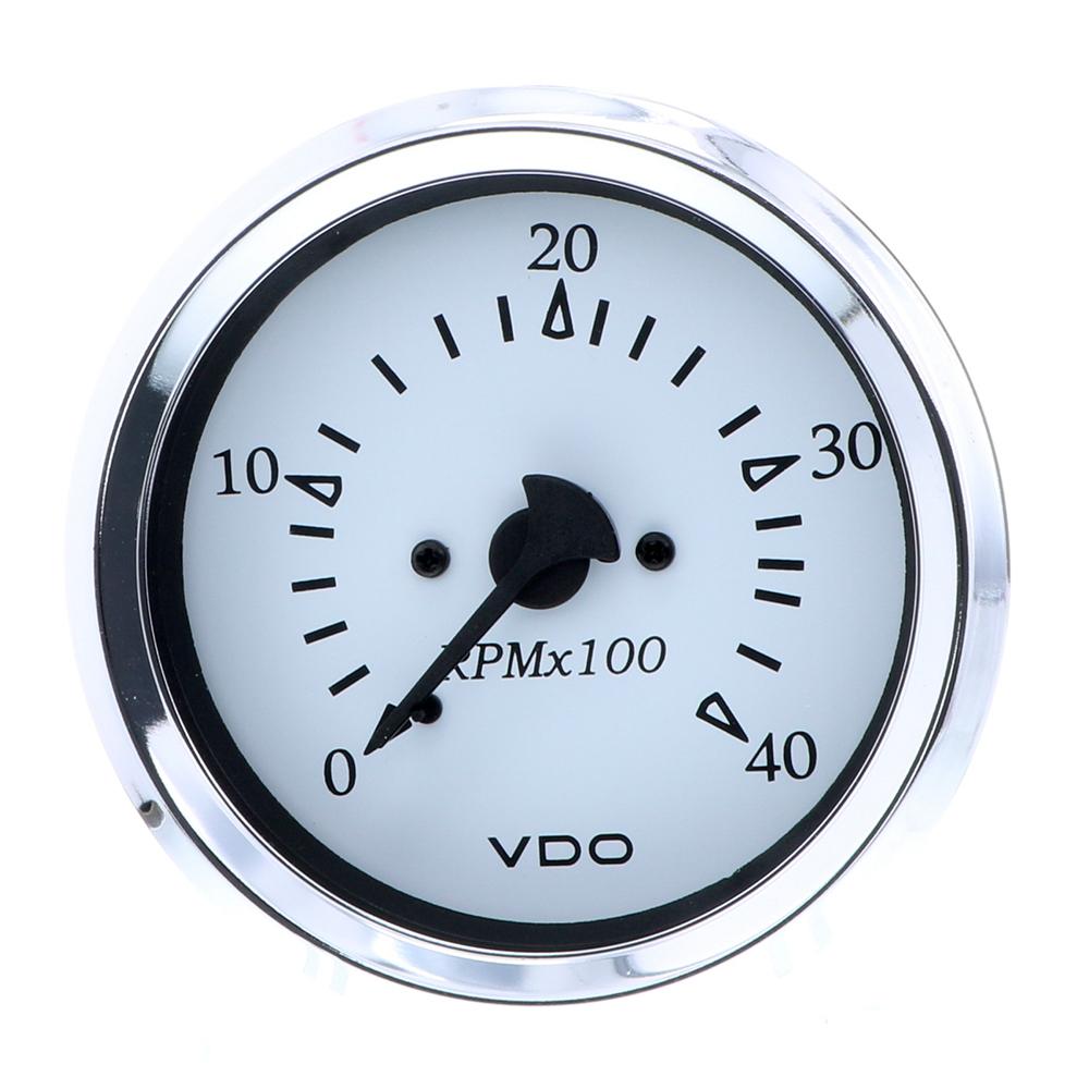 VDO 333-15272 COCKPIT MARINE 85MM (3-3/8 INCH) DIESEL TACHOMETER - ALTERNATOR INPUT - WHITE DIAL/CHROME BEZEL - High quality product image showing VDO 333-15272 COCKPIT MARINE 85MM (3-3/8 INCH) DIESEL TACHOMETER - ALTERNATOR INPUT - WHITE DIAL/CHROME BEZEL details and features