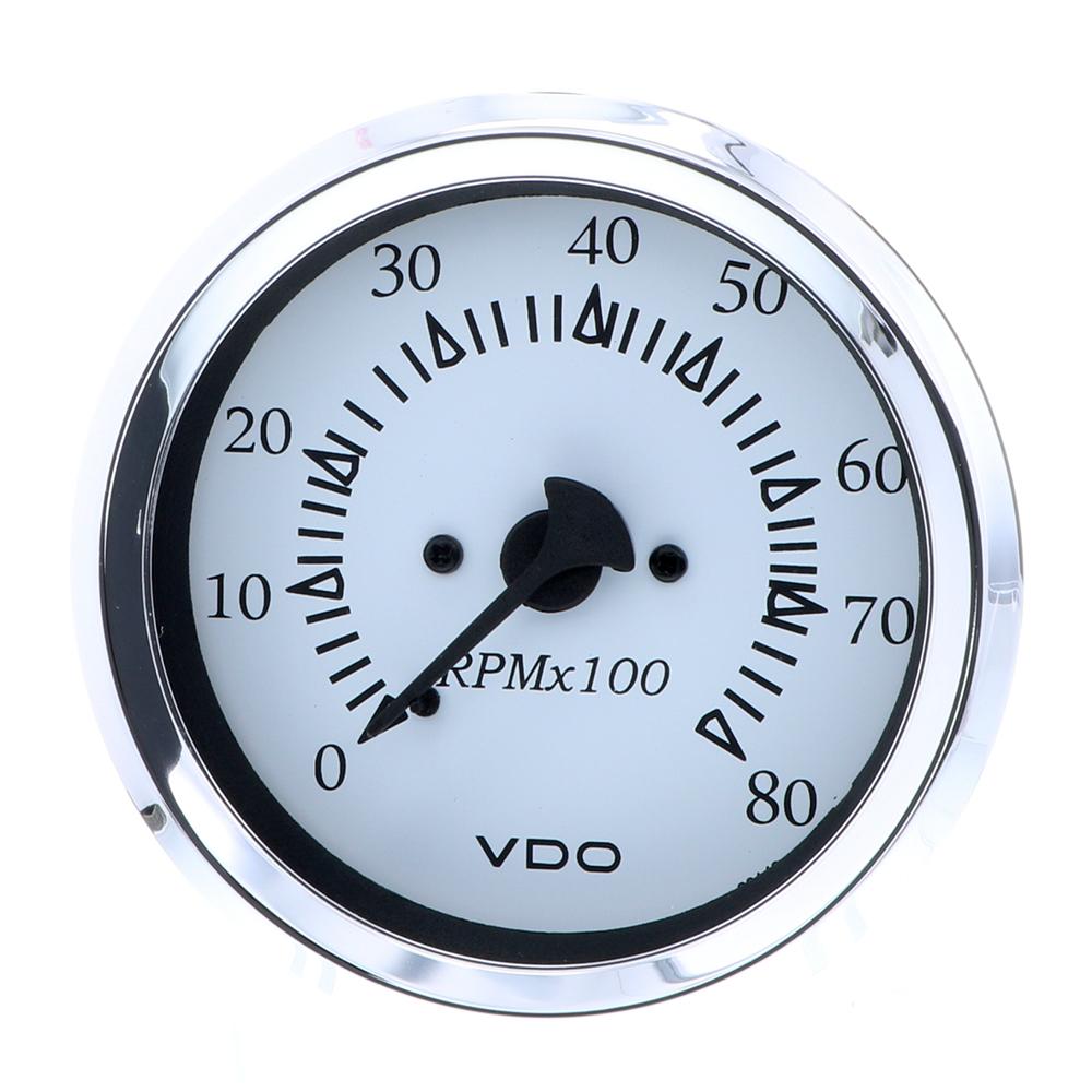 VDO 333-15275 COCKPIT MARINE 85MM (3-3/8 INCH) OUTBOARD TACHOMETER - WHITE DIAL/CHROME BEZEL - High quality product image showing VDO 333-15275 COCKPIT MARINE 85MM (3-3/8 INCH) OUTBOARD TACHOMETER - WHITE DIAL/CHROME BEZEL details and features
