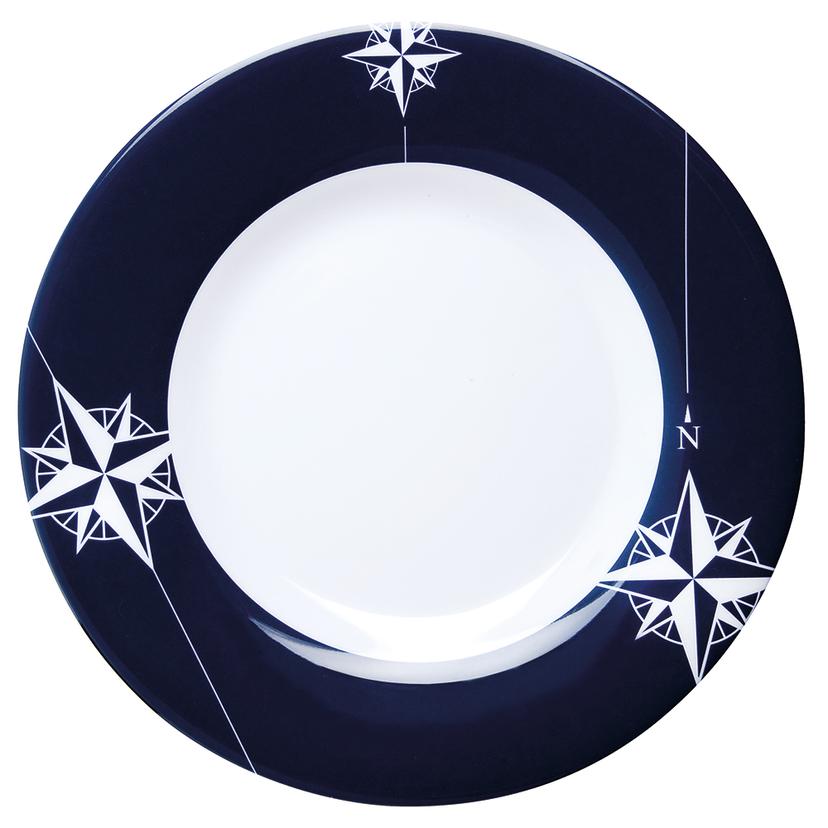 MARINE BUSINESS 15001C MELAMINE NON-SLIP, FLAT, ROUND DINNER PLATE - NORTHWIND - 10 INCH SET OF 6
