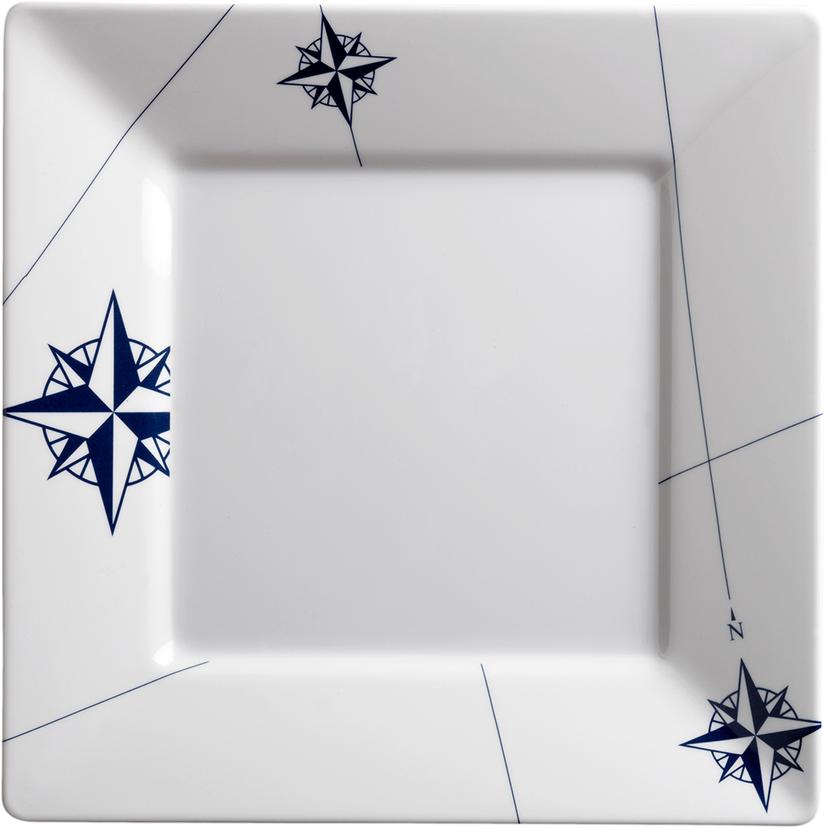 MARINE BUSINESS 15021C MELAMINE SQUARE, FLAT DINNER PLATE - NORTHWIND - 10 INCH X 10 INCH SET OF 6