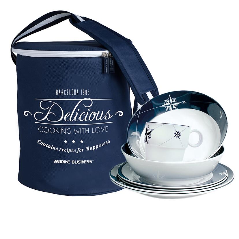MARINE BUSINESS 15144 MELAMINE TABLEWARE SET & BASKET - NORTHWIND - SET OF 24
