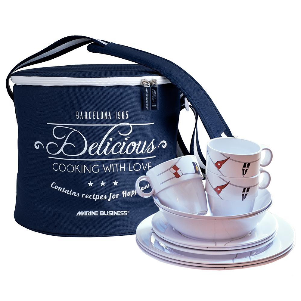 MARINE BUSINESS 12147 MELAMINE TABLEWARE & BASKET - REGATA - SET OF 16 - High quality product image showing MARINE BUSINESS 12147 MELAMINE TABLEWARE & BASKET - REGATA - SET OF 16 details and features