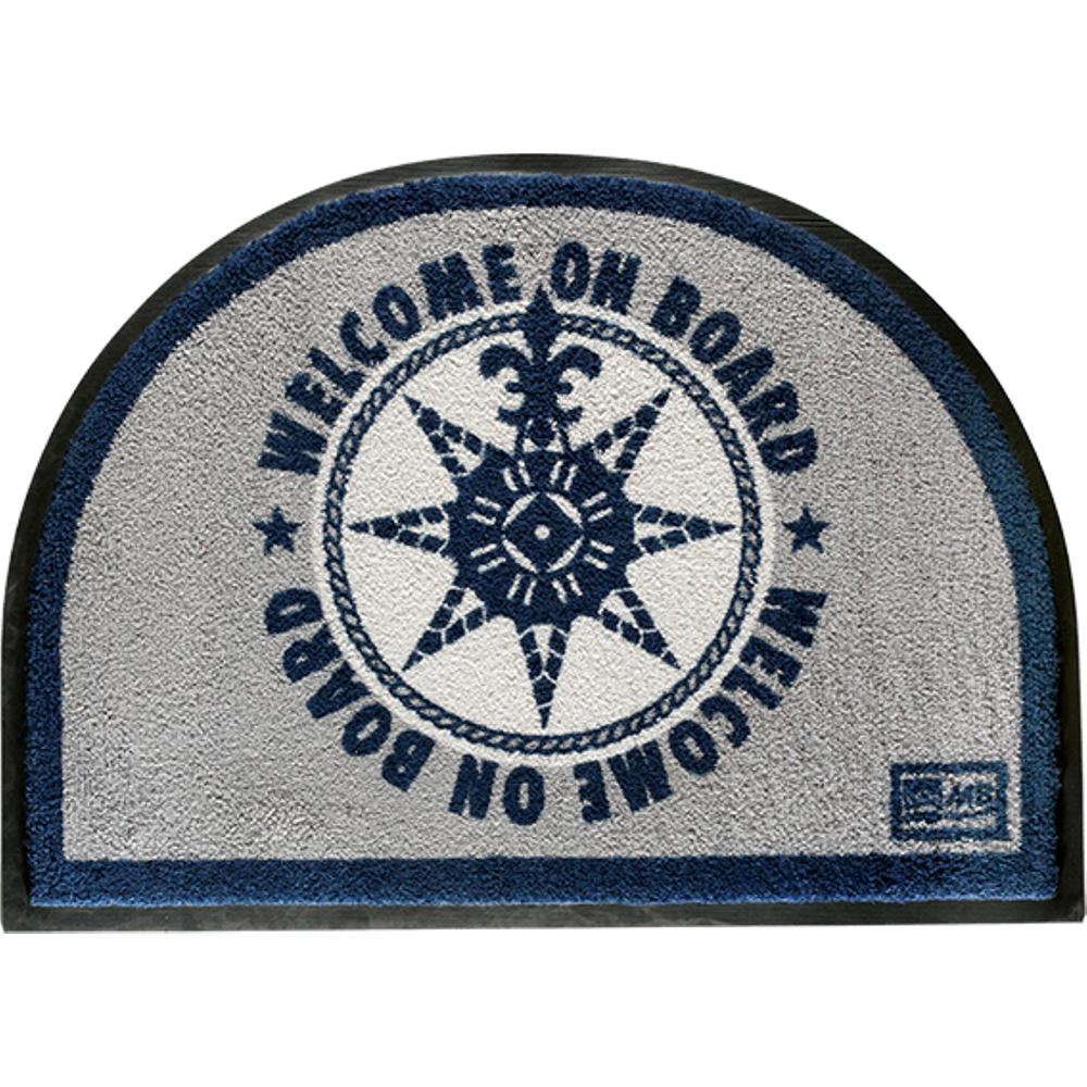 MARINE BUSINESS 41220 NON-SLIP WELCOME ON BOARD HALF-MOON-SHAPED MAT - BLUE/GREY - High quality product image showing MARINE BUSINESS 41220 NON-SLIP WELCOME ON BOARD HALF-MOON-SHAPED MAT - BLUE/GREY details and features