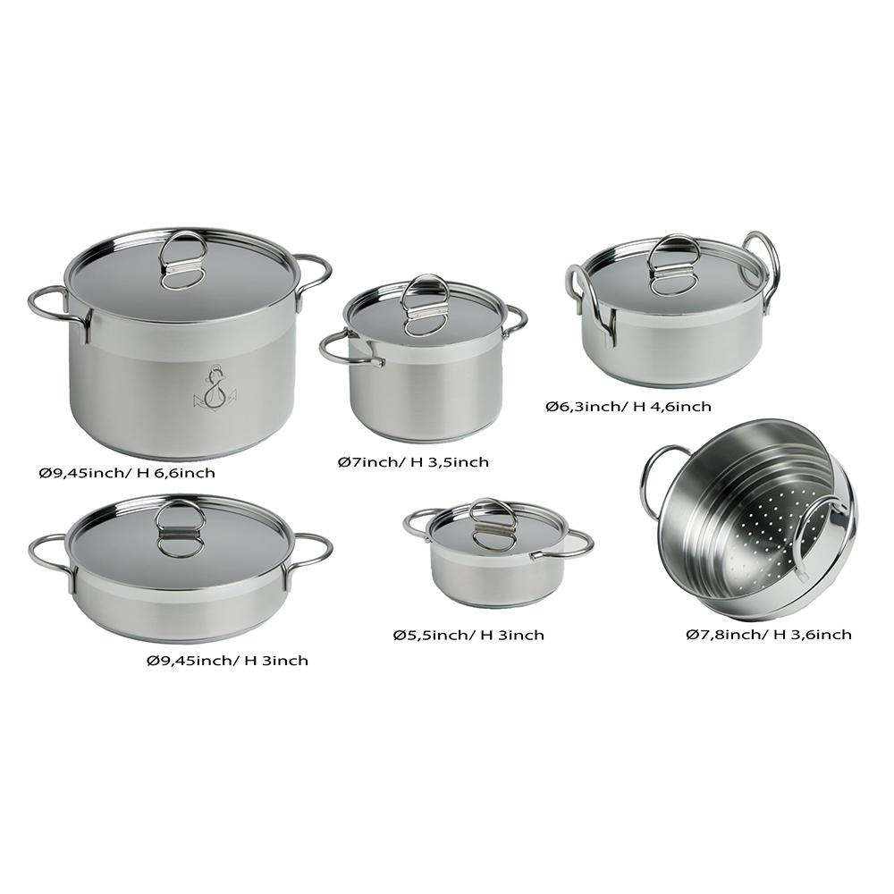 MARINE BUSINESS 20001 Kitchen Cookware Pan Set Self-Containing - Stainless Steel - Set of 8 - High quality product image showing MARINE BUSINESS 20001 Kitchen Cookware Pan Set Self-Containing - Stainless Steel - Set of 8 details and features