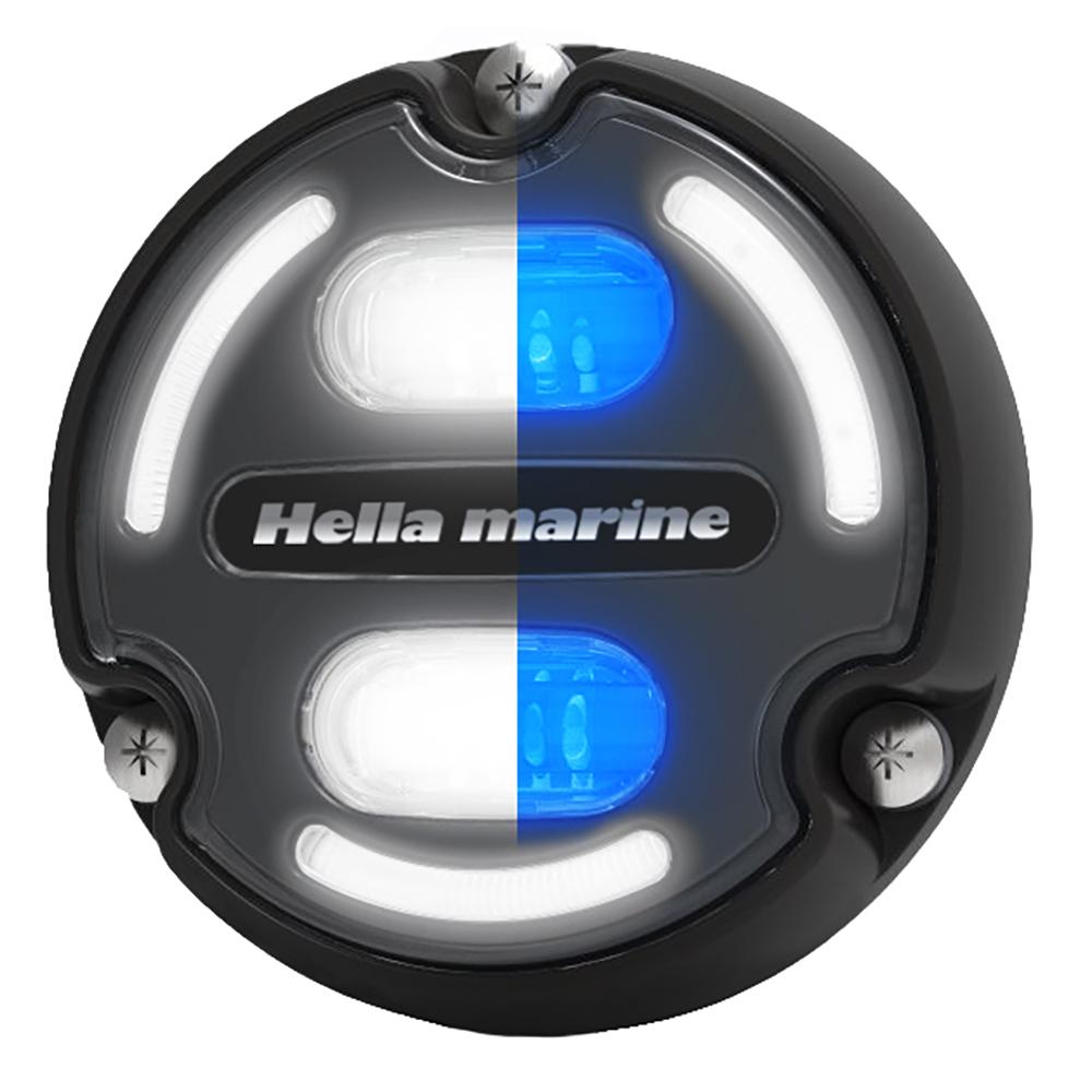 HELLA MARINE 016147-001 APELO A2 BLUE WHITE UNDERWATER LIGHT - 3000 LUMENS - BLACK HOUSING - CHARCOAL LENS W/EDGE LIGHT - High quality product image showing HELLA MARINE 016147-001 APELO A2 BLUE WHITE UNDERWATER LIGHT - 3000 LUMENS - BLACK HOUSING - CHARCOAL LENS W/EDGE LIGHT details and features