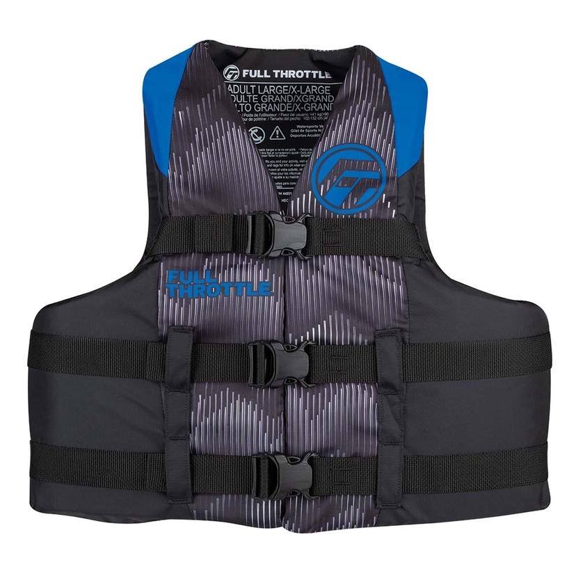 FULL THROTTLE 112200-500-050-22 ADULT NYLON LIFE JACKET - L/XL - BLUE/BLACK