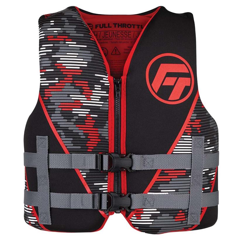 FULL THROTTLE 142100-100-002-22 YOUTH RAPID-DRY LIFE JACKET - RED/BLACK