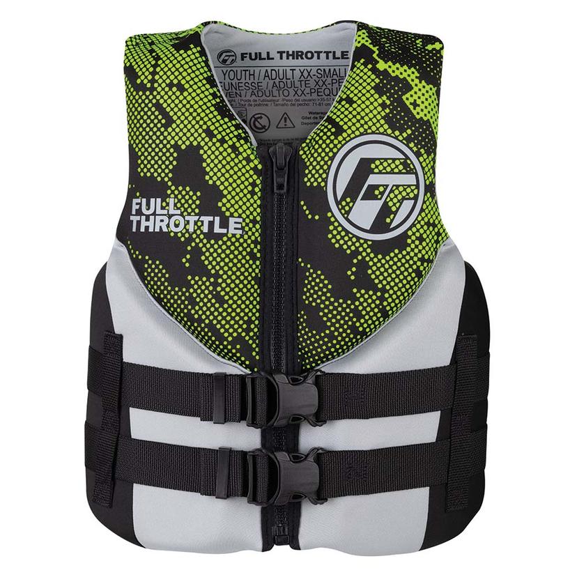 FULL THROTTLE 142400-400-009-22 JUNIOR HINGED NEOPRENE LIFE JACKET - GREEN