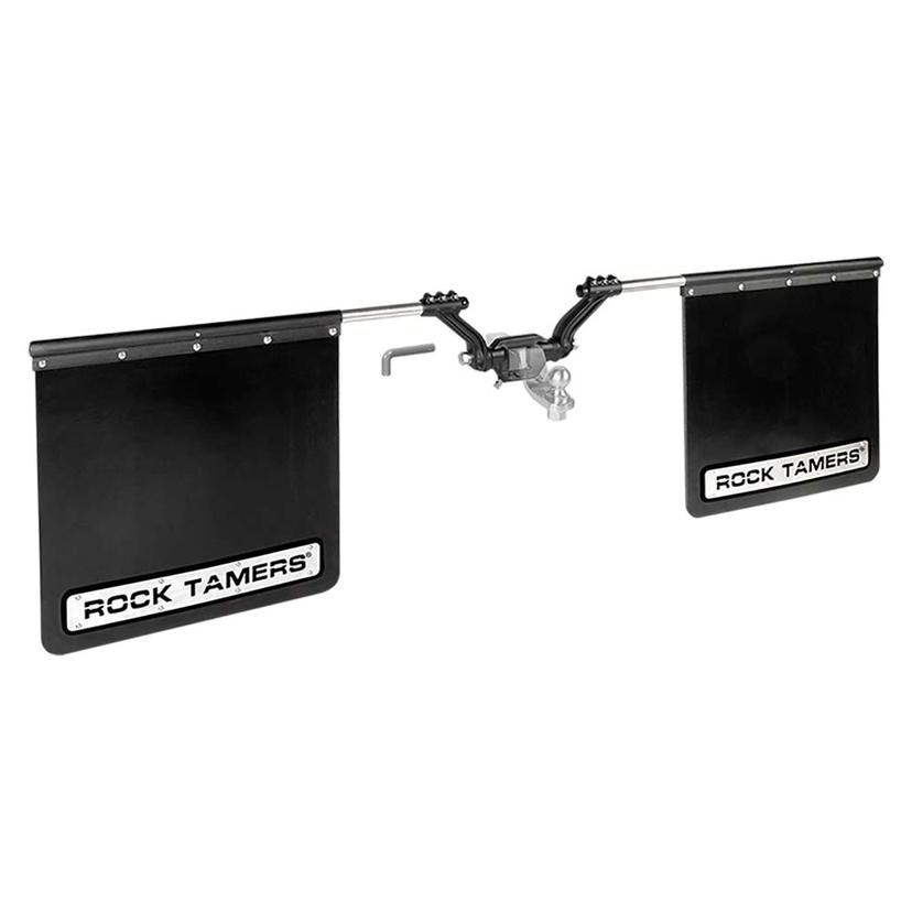 ROCK TAMERS 00108 2 INCH HUB MUDFLAP SYSTEM - MATTE BLACK/STAINLESS