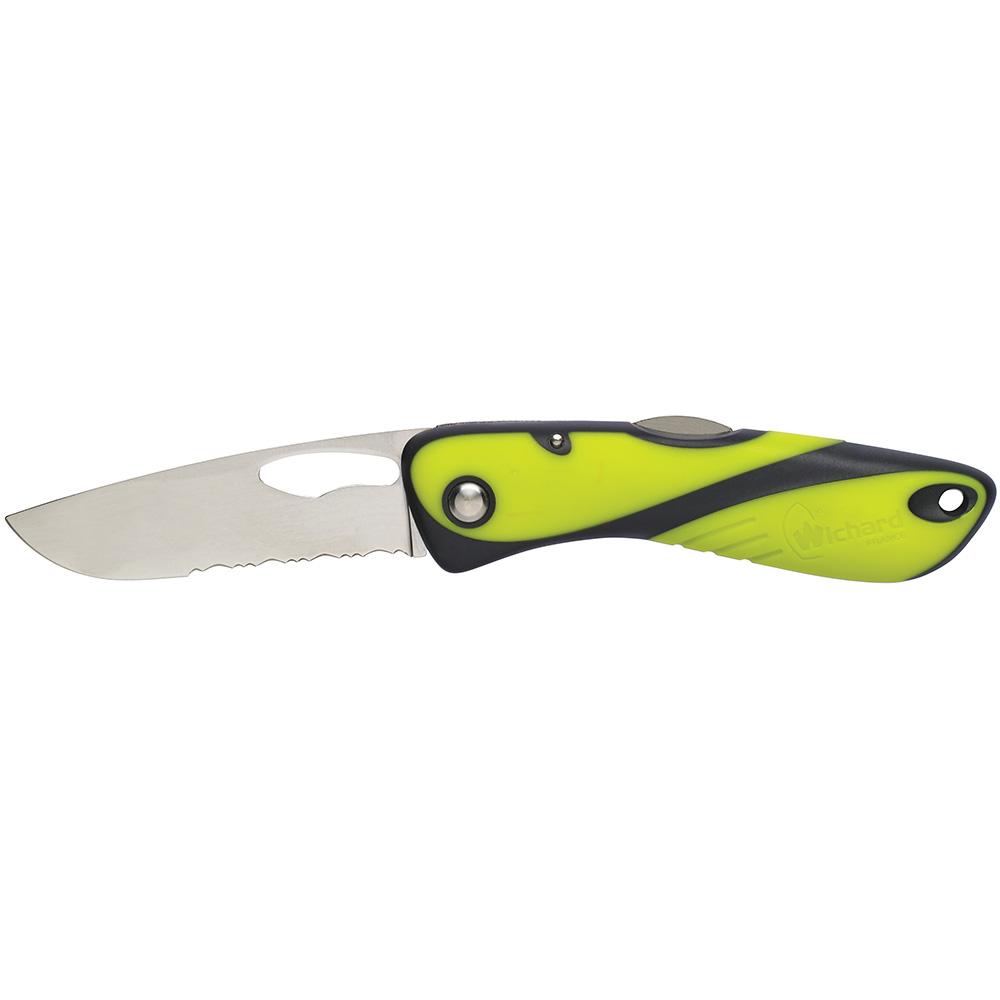 WICHARD 10112 OFFSHORE KNIFE - SINGLE SERRATED BLADE - FLUORESCENT - The Twister Group Tools product