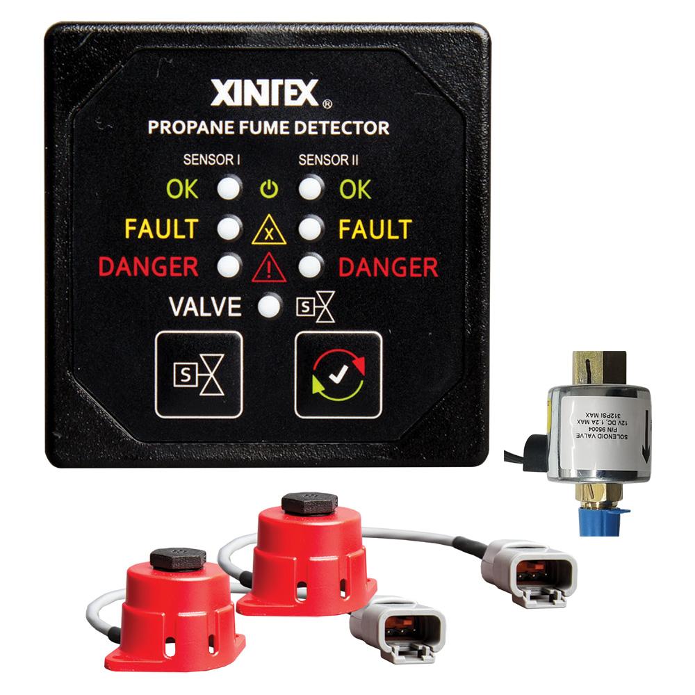 FIREBOY-XINTEX P-2BS-24-R PROPANE FUME DETECTOR, 2 CHANNEL, 2 SENSORS, SOLENOID VALVE & CONTROL & 20FT CABLE - 24V DC - High quality product image showing FIREBOY-XINTEX P-2BS-24-R PROPANE FUME DETECTOR, 2 CHANNEL, 2 SENSORS, SOLENOID VALVE & CONTROL & 20FT CABLE - 24V DC details and features