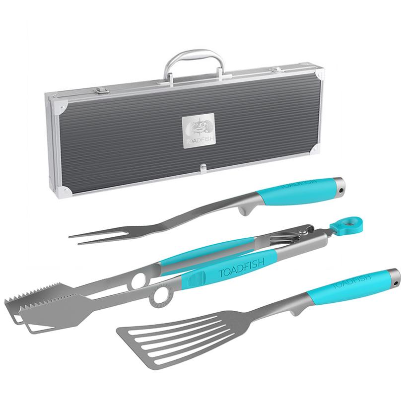 TOADFISH 1092 ULTIMATE GRILL SET + CASE - TONGS, SPATULA & FORK