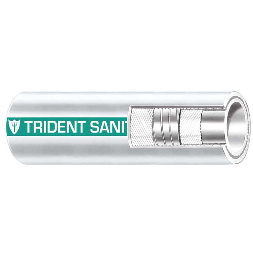 TRIDENT MARINE 102-1126 1-1/2 INCH X 50FT COIL PREMIUM MARINE SANITATION HOSE - WHITE W/GREEN STRIPE