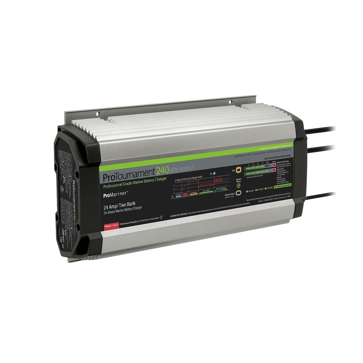 PROMARINER 53242 ProTournament 240 24 Amp Battery Charger 12/24v 2 Bank 120v Input - High quality product image showing PROMARINER 53242 ProTournament 240 24 Amp Battery Charger 12/24v 2 Bank 120v Input details and features