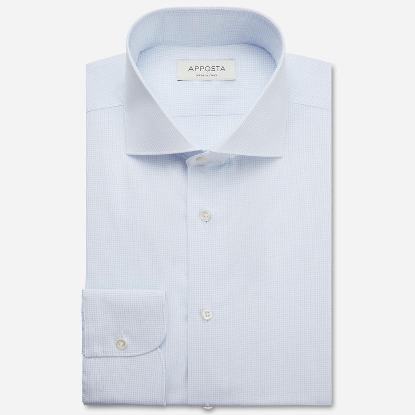 Shirt small check light blue cotton poplin giza 87, collar style spread collar Shirt small check light blue cotton poplin giza 87, collar style spread collar