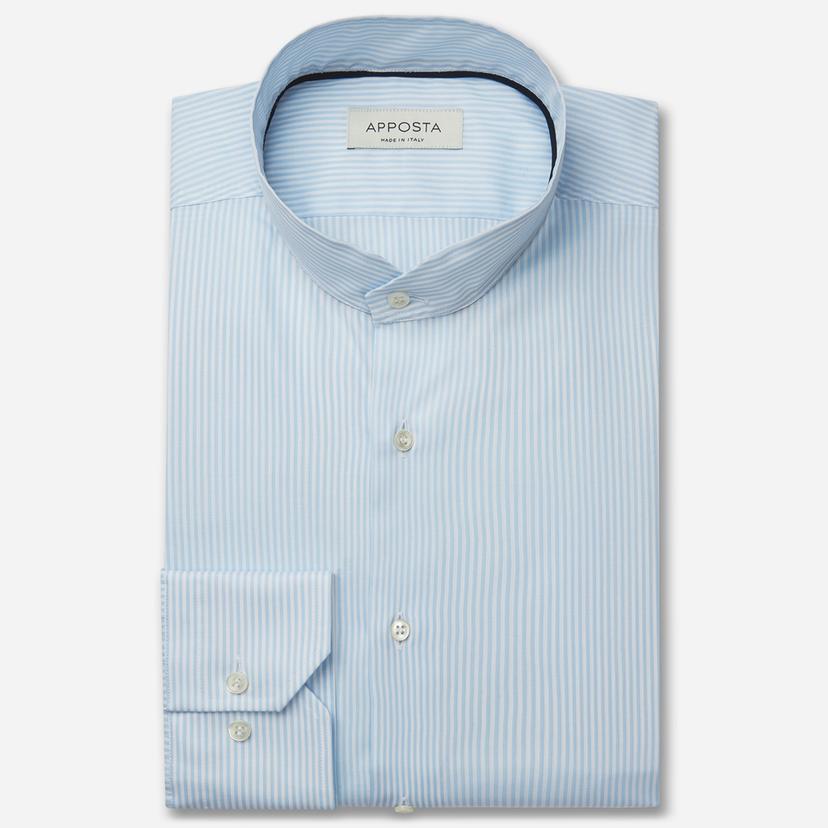Shirt striped light blue cotton fil-à-fil, collar style angled band collar Shirt striped light blue cotton fil-à-fil, collar style angled band collar