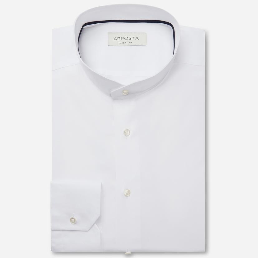 Shirt solid white coolmax cotton twill, collar style angled band collar Shirt solid white coolmax cotton twill, collar style angled band collar