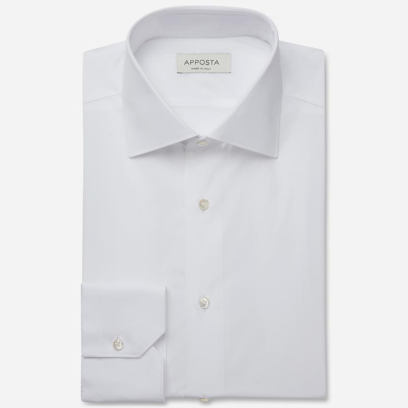Shirt solid white cotton poplin giza 87, collar style semi-spread collar Shirt solid white cotton poplin giza 87, collar style semi-spread collar