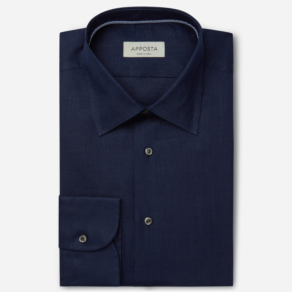 Shirt solid navy blue linen plain, collar style low straight point collar - High quality product image showing Shirt solid navy blue linen plain, collar style low straight point collar details and features Shirt solid navy blue linen plain, collar style low straight point collar - High quality product image showing Shirt solid navy blue linen plain, collar style low straight point collar details and features
