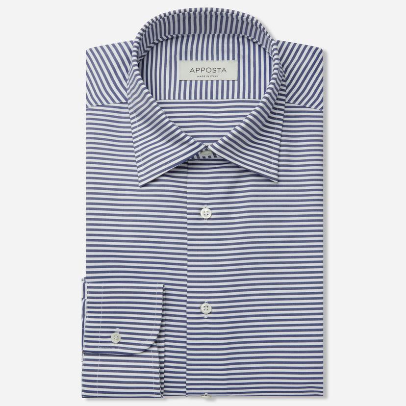 Shirt striped navy blue cotton oxford double twisted, collar style hidden button down collar Shirt striped navy blue cotton oxford double twisted, collar style hidden button down collar