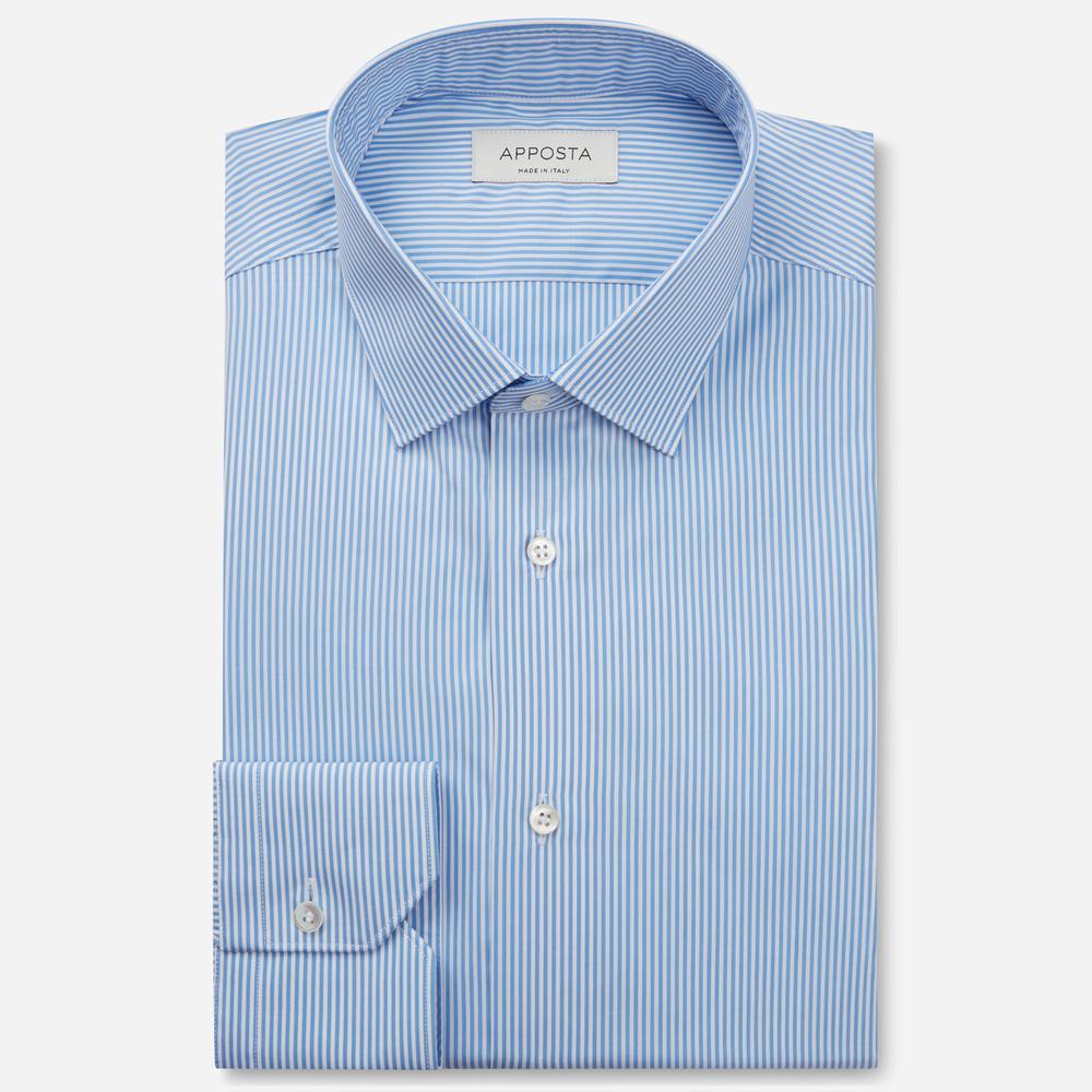 Shirt striped light blue cotton poplin, collar style low straight point collar - High quality product image showing Shirt striped light blue cotton poplin, collar style low straight point collar details and features Shirt striped light blue cotton poplin, collar style low straight point collar - High quality product image showing Shirt striped light blue cotton poplin, collar style low straight point collar details and features