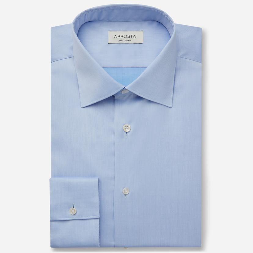 Shirt solid light blue wrinkle-free cotton twill double twisted, collar style low straight point collar Shirt solid light blue wrinkle-free cotton twill double twisted, collar style low straight point collar