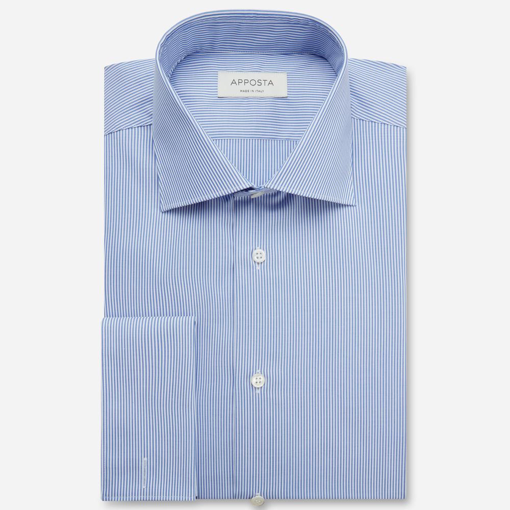 Shirt striped light blue wrinkle-free cotton twill, collar style semi-spread collar, cuff french cuff (cufflinks) from Apposta Shirt striped light blue wrinkle-free cotton twill, collar style semi-spread collar, cuff french cuff (cufflinks) - Apposta Clothing product