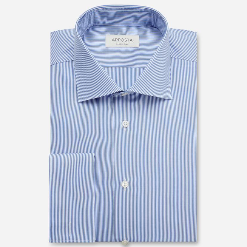 Shirt striped light blue wrinkle-free cotton twill, collar style semi-spread collar, cuff french cuff (cufflinks) Shirt striped light blue wrinkle-free cotton twill, collar style semi-spread collar, cuff french cuff (cufflinks)
