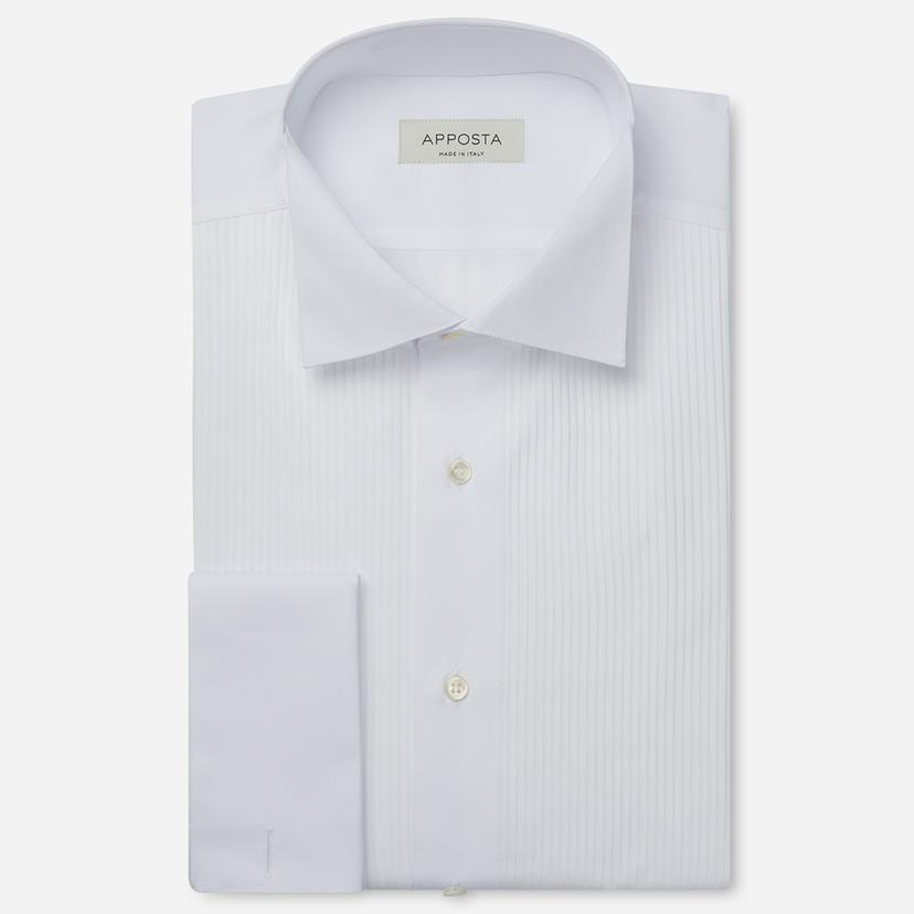 Shirt solid white cotton, collar style wing collar with funcional loop, cuff french cuff (cufflinks) Shirt solid white cotton, collar style wing collar with funcional loop, cuff french cuff (cufflinks)