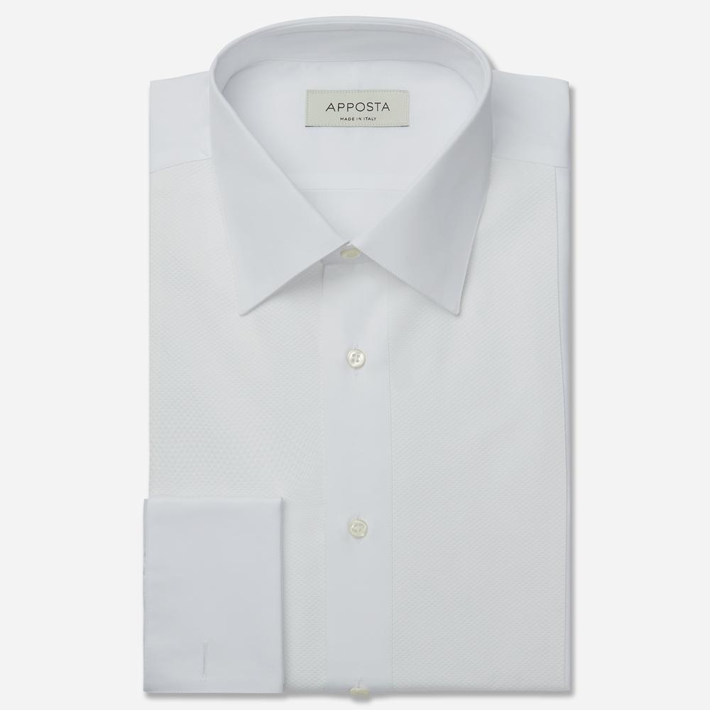 Shirt solid white cotton, collar style low straight point collar, cuff french cuff (cufflinks) from Apposta Shirt solid white cotton, collar style low straight point collar, cuff french cuff (cufflinks) - Apposta Clothing product