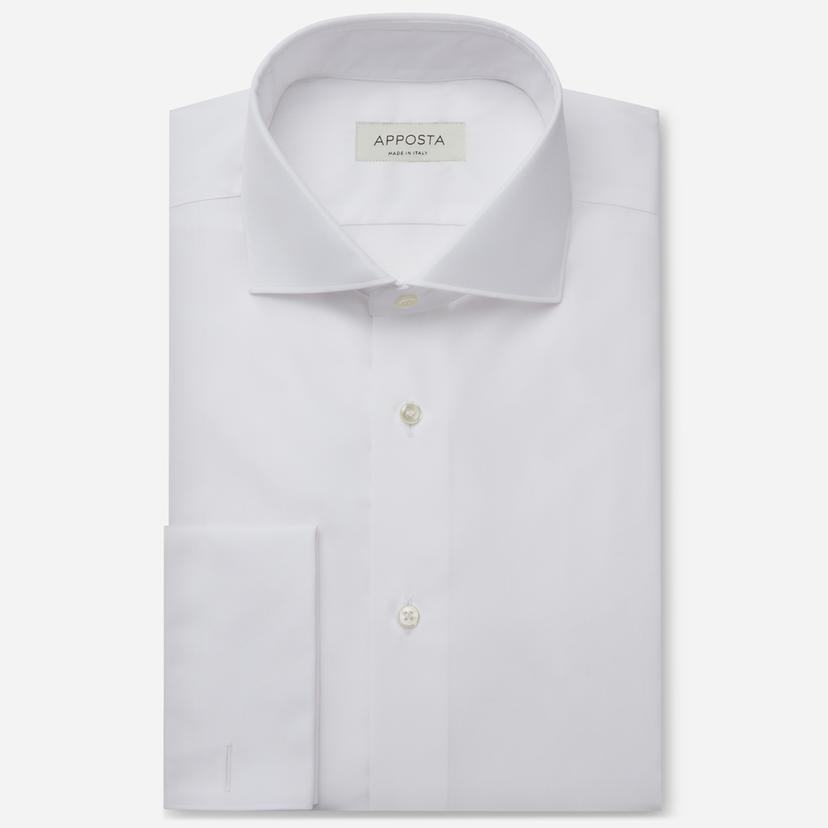 Shirt solid white cotton twill triple twisted giza 45, collar style spread collar, cuff french cuff (cufflinks) Shirt solid white cotton twill triple twisted giza 45, collar style spread collar, cuff french cuff (cufflinks)
