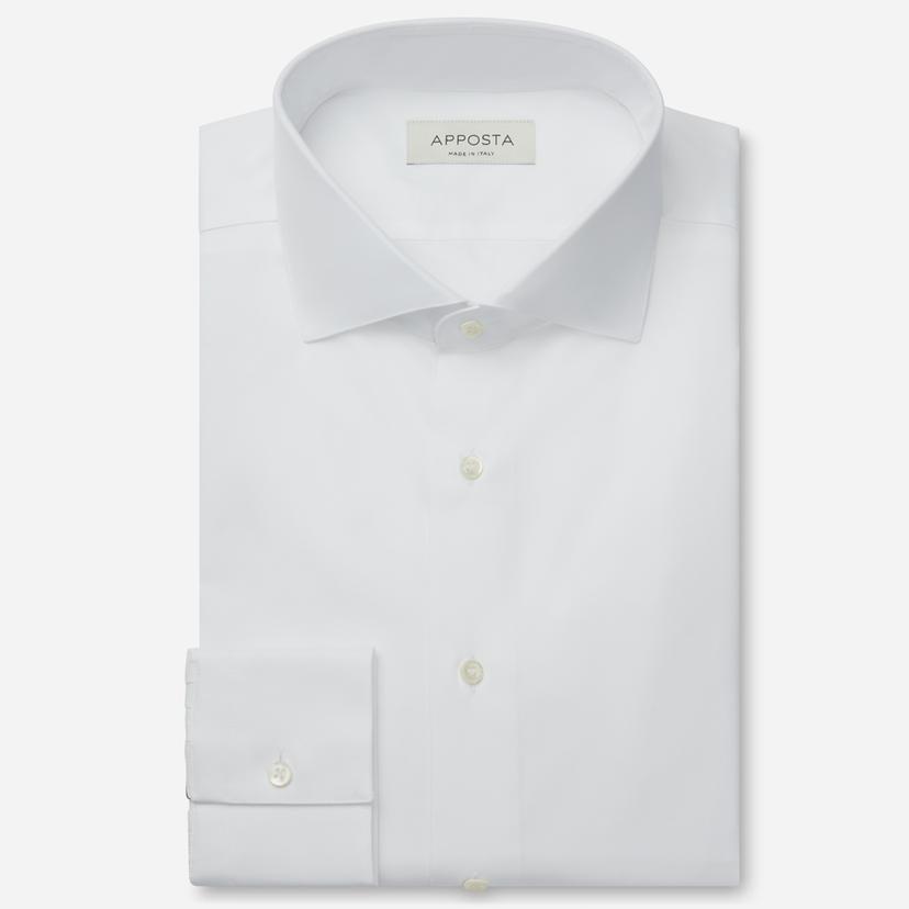 Shirt solid white cotton poplin double twisted sea island cotton, collar style lower spread collar Shirt solid white cotton poplin double twisted sea island cotton, collar style lower spread collar