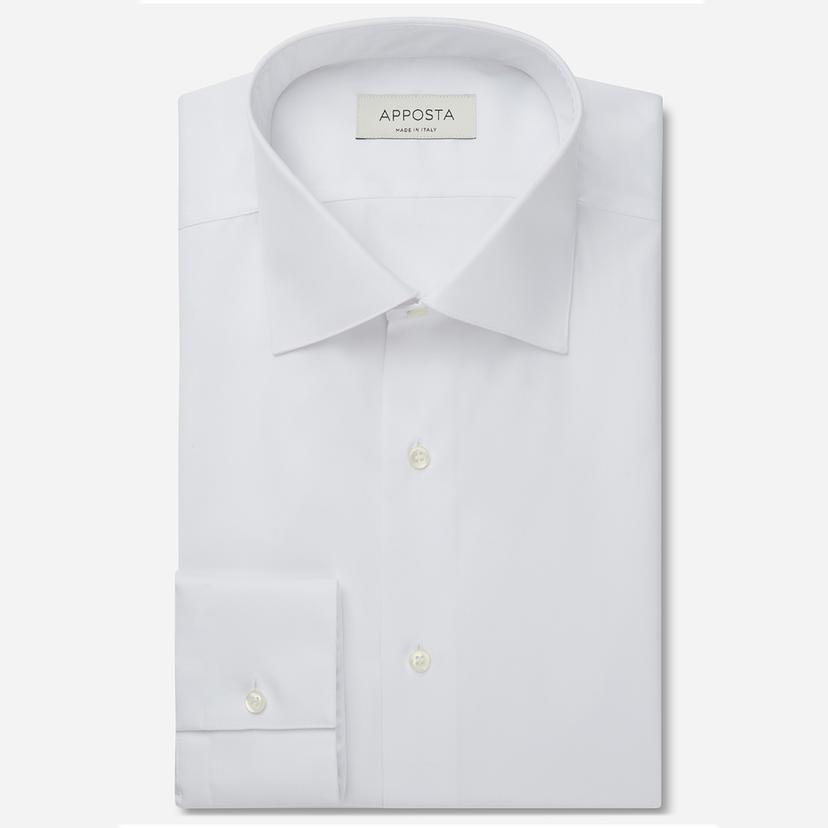 Shirt solid white cotton twill double twisted, collar style semi-spread collar Shirt solid white cotton twill double twisted, collar style semi-spread collar